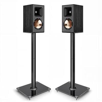 Speaker Stands Pair, 30" Fixed Height, 55lbs Weight Capacity, Glass Base | 11.8" Base, Cable Management, Freestanding Speaker Floor Stand for Surround Sound, Tempered Glass Base