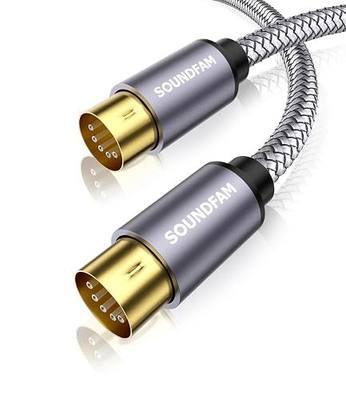 Shielded 5-Pin MIDI Cable Male to Male for MIDI Keyboard, Synthesizer, Sampler, Sound Card & Music Studio Equipment(10ft/3M)