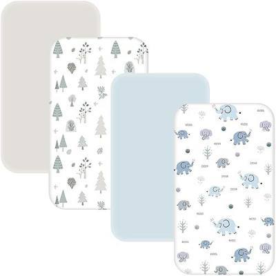 4 Pack Bassinet Sheets - 33"x20" Bedside Bassinet Sheets for Baby Delight, Angelbliss, Maxi-COSI, Fodoss & Most Regular Size Bedside Sleeper | Ultra Soft Skin Friendly Bassinet Fitted Sheets for Boys