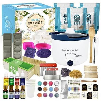 PIUH Premium Goat Milk Soap Making Kit with Soap Melter for Adults DIY Soap | All in One Soap Making Supplies Kit with Natural Goats Milk Soap Base, Soap Melting Pot and Complete Supplies for Making Soap