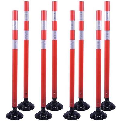 OrangeStar 48" Orange Traffic Cones with Spring Base 8-Pack | Heavy-Duty Traffic Delineator Posts for Road Safety, Parking Lot, Construction Zones, Highways, Bolts Included