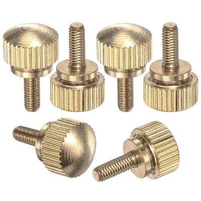 M METERXITY 6-Pack Knurled Thumb Screws, M3x8mm Solid Brass Round Head Knobs Bolts with Shoulder Grip Fasteners for Eye Glass Screws/PC Computer, Thumbscrew Threaded Knurled Tip