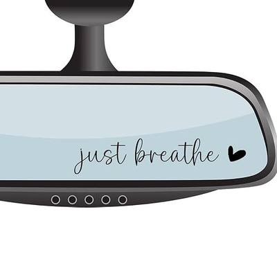 4 xJust Breathe Rear View Mirror Sticker,Rearview Mirror Decal,Car Accessories For Women,Motivational Stickers,Water Bottle Laptop Bumper Tumblers Sticker,Vanity Mirror Stickers,Car Window Decal