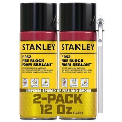 Stanley F952 Fire Block Spray Foam – (2x12oz) Fire Rated Expanding Polyurethane Foam Sealant for Gap Filling & Sealing on Doors, Windows, Walls, Pipes & Joints – Indoor/Outdoor Straw Use | 2 Pack