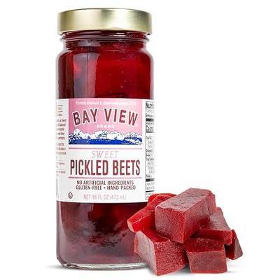 Bay View Pickled Beets, Canned Beets, Pack of 1, 16oz | Crisp, Tender, Hand-Packed, Perfect for Cocktail Garnish & Charcuterie Boards