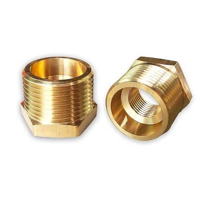 2pcs 3/4" NPT x 3/8" NPT Brass Bushing, 3/4 to 3/8 Adapter Fitting Reducing Solid Hex Nipple, Brass 3/4 inch Male to 3/8 inch Male Reducer Fittings for 1.03" and 0.61” I.D. Pipe