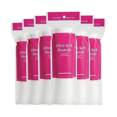 600 PCS Cotton Rounds–100 Count (Pack of 6)-Soft, Absorbent, Cotton Face Pads for Makeup Removal, Skincare, Skin Care and Gentle Facial Cleansing - Lint Free Stitched Pads