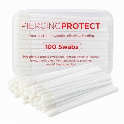 Piercing Care Swabs Tips | Reduce Bumps & Irritation Microfiber Sponge Tips + No lint For Faster Recovery (100 count) PiercingProtect™