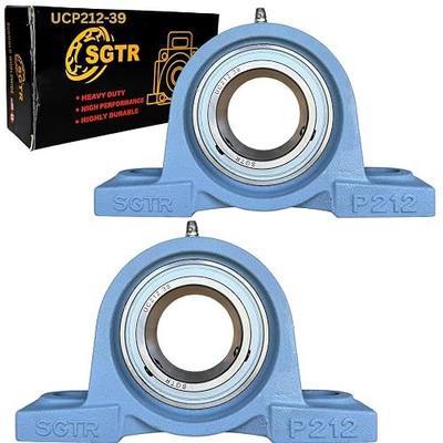 (2 Pack) Heavy Duty UCP212-39 Pillow Block Bearing, 2-7/16 inch Bore, Self-Aligning, Industrial Grade, Chrome Steel Bearing Units, Solid Cast Iron Units