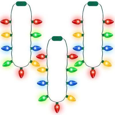 Blowata 6PCS Christmas Light Necklace, Christmas Accessories with 3 Flash Modes, Xmas Light Decorations with Colorful Bulbs for Christmas Accessories Festival Party Supplies Ugly Sweater Decor