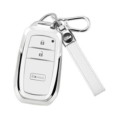 MILD EAST Key Fob Cover for Toyota with Keychain 3 Button(Silver/White) | Soft TPU Key Shell Case for 2022 2023 2024 2025 4runner Prius Corolla Cross Hatchback Tundra Sequoia LE XLE