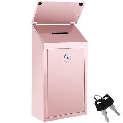 Metal Money Box with Lock Donation Cash Box Collection Safe Suggestion Box Wall Mounted Mailbox for Home Office, Outdoor, Farmstand