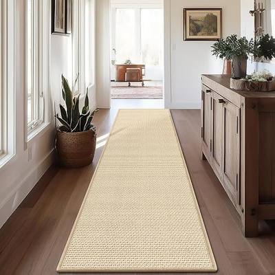 GOYLSER 10 ft Washable Runner Rug Jute Carpet Runner for Hallway, Non Slip Bath Rug Runner Mat, Beige Indoor Runner Rugs for Entryway