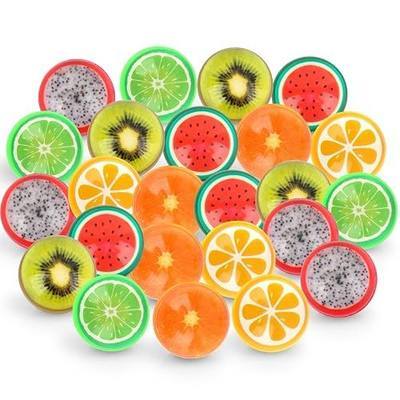 Hxezoc 24 Pcs Fruit Bouncy Balls for Kids, 32mm 6 Colors Rubber Bounce Balls Bulk for Party Favors, Goodie Bag Fillers, Easter Gift Bag Stuffers, Basket Stuffers, Classroom Prizes