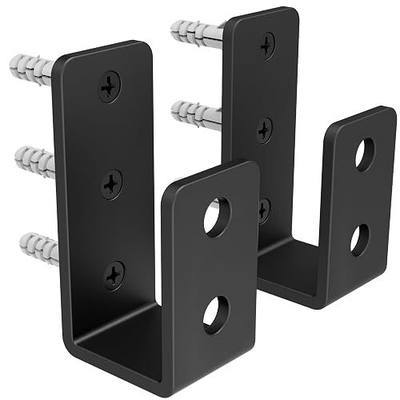 2x4 Door Barricade Brackets for Wood, U-Shaped Security Brackets for Door Reinforcement, Industrial Metal U Bracket for Shed, Gate & Basement Hardware (2x4 Lumber Lock) 3mm Black