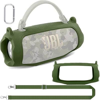co2CREA Silicone Case for JBL Charge 6 Portable Bluetooth Speaker,ArmyGreen | Travel Soft Cover with Shoulder Strap, Protective Skin Case, Detachable Shoulder Strap, Comfortable Carrying
