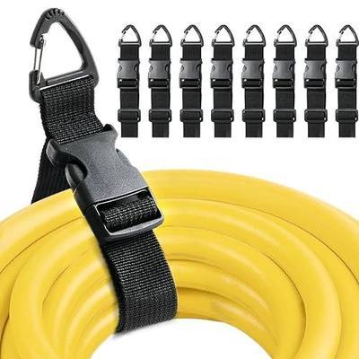 Heavy Duty Extension Cord Holder Organizer (8 Pack black) 17 Inch Adjustable Storage Straps with Triangle Clips Perfect for Garage Organization Workshop Storage and Men's Gadgets 