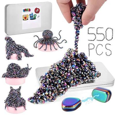 LovesTown 550 PCS Ferrite Putty Stones, Magnetic Beads, Multicolor | Magnet Fidget Toys, Desk Gadgets, Office Desk Toys, Teens Stress Relief Gifts for Adults, Coworkers