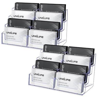 Uniclife 2 Pack Acrylic Business Card Holder for Desk 8 Slots Clear Business Card Display Stand for Men & Women Desktop Business Card Organizer Card Stand for Office Home Exhibition, 480 Card Capacity