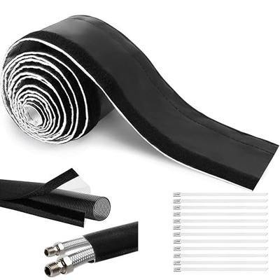 Wire Heat Shield Wrap for Car Hose Lines, 3/4" I.D. x 10FT, Black | 1022°F Heat-resistant, with 20 pcs stainless steel ties, automotive exhaust heat wrap for pipes, wiring, fuel line, A/C hoses