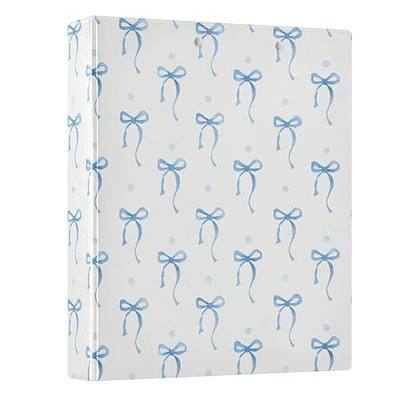 Blue Bow Round Ring Binders 1.5 Inch Ribbon Bow Knot 3 Ring Clipboard Binder for Office School Work Supplies File Folder 200 Sheet Capacity
