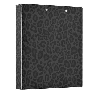 Black Cheetah Round Ring Binders 1.5 Inch Leopard 3 Ring Clipboard Binder for Office School Work Supplies File Folder 200 Sheet Capacity