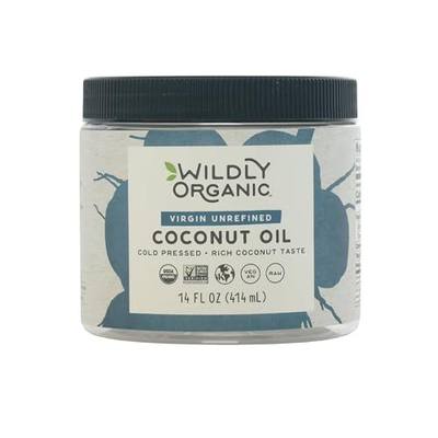 Wildly Organic Virgin Unrefined Cold Pressed Coconut Oil 14 Fl Oz | BPA Free Container, Perfect for Skin, Hair, Cooking, & Baking