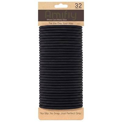 Black Hair Ties No Damage, Organic Ponytail Holders Hair Accessories for Women & Men, 4mm Hair Elastics Fits All Hair Types (32 Count)