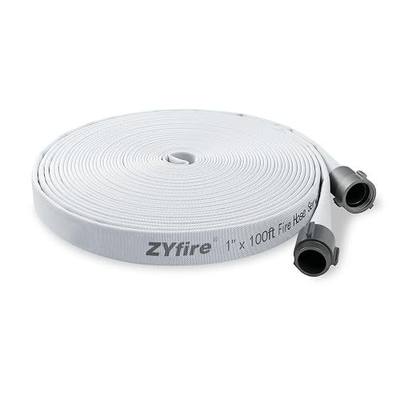 ZYfire Fire Hose 1" ID x 100 FT, NST/NH Coupling, Single Jacket EPDM Lined | Professionally Certified for Firefighting, 750 PSI Burst Pressure, Works Year-Round, Abrasion & Flex & Chemical Resistant
