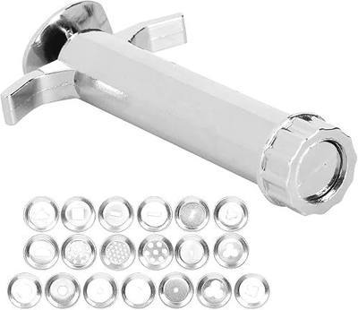 1 Set Silver Clay Extruder, Multifunction Mud Extruder Sculpture Tool Modeling with 19Pcs Tip Molds for Clay Craft Mixers Presses