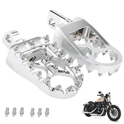 CNC Foot Pegs Alumiunm MX Footpegs Compatible with Harley Davidson Dyna Touring Road King Softail Sportster