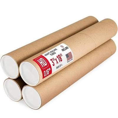 3" x 18" Heavy-Duty Reinforced Cardboard Mailing Tube, Pack of 4 Tubes with 8 Caps – Secure USPS Approved – Great for Shipping and Storing of Prints, Artwork, Posters or Documents