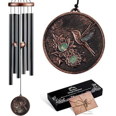 Wind Chimes for Outside, Vintage Hummingbird Deep Tone Wind Chime, Large Outdoor Hanging Decor for Patio Porch Balcony Garden, Gifts for Women Mom Grandma (32” Hummingbird)