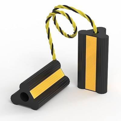 Heavy Duty Rubber Wheel Chock, Non-Slip Tire Stopper with Durable Nylon Rope, for Cars, Trucks, RVs, and Aircraft, 1 Pair