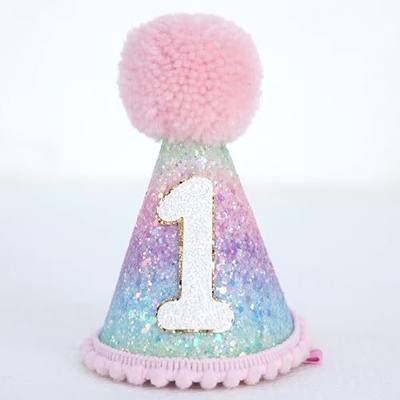 First Birthday Hat For Baby Boys/Girls One Year Old Cone And Crown Felt Birthday Hat Party Decorations Photo Props