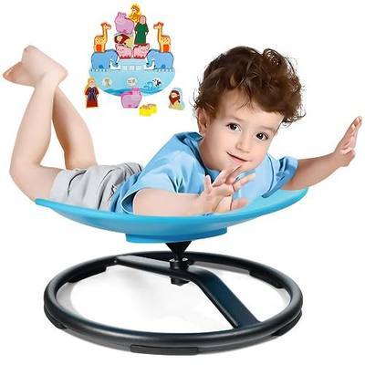 2026 Upgraded Kids Sensory Swivel Chair, Indoor Spinning Seat for Active Play and Balance Coordination, Non-Slip Metal Base, Heavy Duty Rotating Chair for Boys and Girls(Blue)