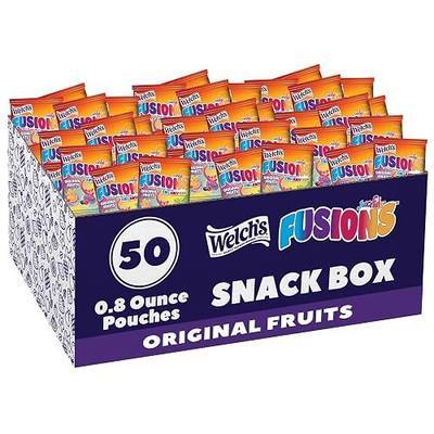 Welch's Fruit Snacks Fusions - Original Fruits - 0.8 Oz - 50 Pack | Watermelon Lemon, Blueberry Raspberry, Peach Green Apple, Gluten-Free Fruit Snacks in Bulk, Natural Colors and Flavors