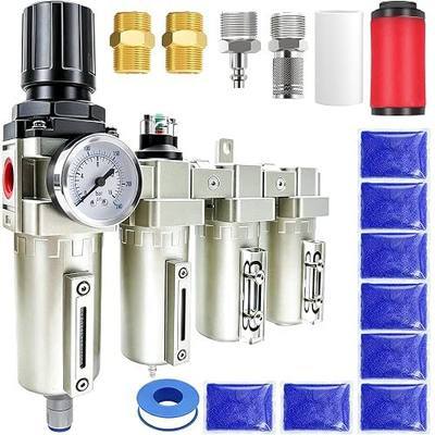 Upgraded 3/4" NPT Heavy Duty Industrial Grade 4 Stage Air Drying System, Particulate Filter, Coalescing Filter, Desiccant Dryer & Air Regulator - for Plasma Cutter, Paint Spray(Auto Drain)