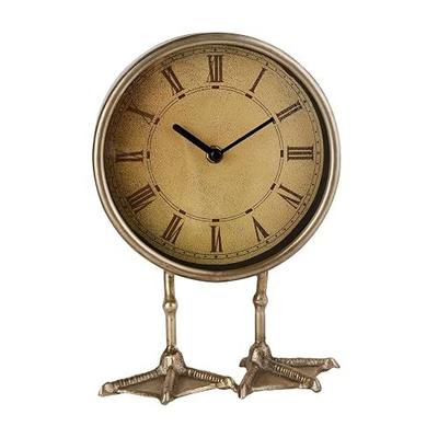 NIKKY HOME Vintage Gold Table Top Clock, Cute Duck Paw Silent Shelf Desk Clock Battery Operated Rustic Design, Home Decor for Living Room, Bedroom, Bedside