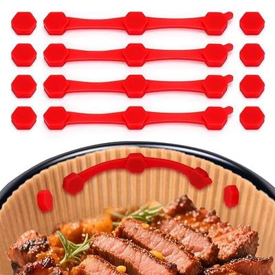12PCS Air Fryer Magnets Silicone Buckle for Parchment Paper Liners | High-Temp Resistant Air Fryer Accessories, Prevent Burning, Safely Lock Paper from Heating Element or Covering Food (Red)