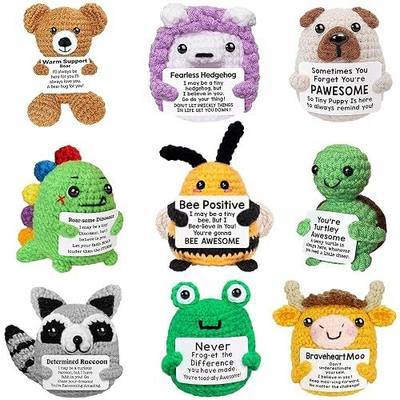 Positive Crochet Animals Bulk with Support Messages Saying, Motivation Inspirational Knitted Stuffed Plush for Students Women Cute Mental Care for Daily Emotional Comfort, Employee Appreciation Gifts