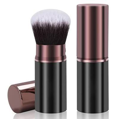 Retractable Kabuki Makeup Brush, Travel Flawless Powder Face Makeup Brush | Professional Makeup Brushes for Blending Liquid, Blush, Bronzer, Cream, Flawless Cosmetics, with Aluminum Handle, Cover
