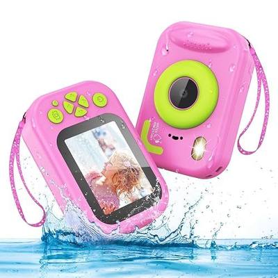 Kids Waterproof Camera, 1080P HD Underwater Digital Camera for Kids Aged 3-12, IP68 Swimming & Snorkeling Toy, ABS Plastic, 32GB Card, Birthday Gift for Children Boys Girls, Pink