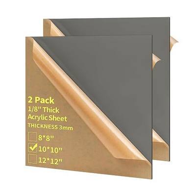 1/8 Thick 10 x 10 inch Acrylic Sheets - 2 Pack Plexiglass Sheets for Creative DIY Projects Laser Cutting Engraving UV Printed Signs Crafts Badges (2, Gray, 10 x 10 inch)