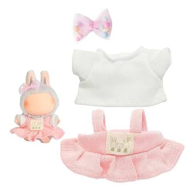 Doll Clothing for Labubu, Premium Outfits for Labubu Dressing up | Doll Accessories for Labubu with Shirt, Dress, Bow(Pink)