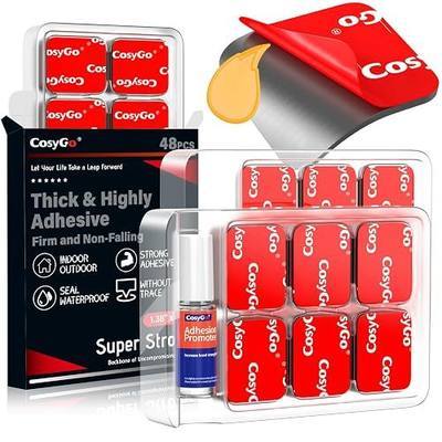 Double Sided Sticky Pads, Heavy Duty Adhesive Squares Waterproof Heat Resistant, Strong Hold Mounting Tape for Crafts Photos Car Home Decor Outdoor Use, 48 Pcs 1.18x1.38 Inch