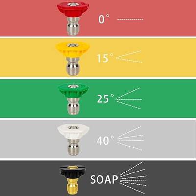 2.0 GPM Pressure Washer Nozzle Tips 5-Pack, Color Coded, Quick Connect | Stainless‑Steel Material/1/4" Quick‑Connect /4000‑PSI / Color‑Coded/ for Car‑Washing, Driveway Patio