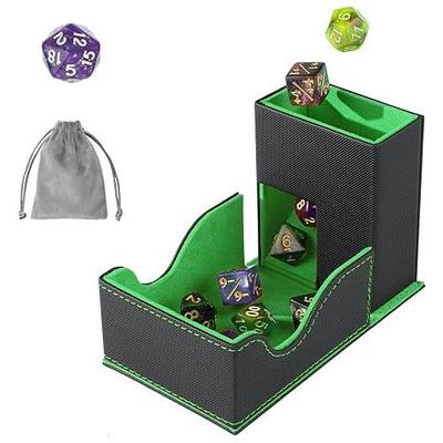 Dice Roller Tower, Premium DND Magnetic Dice Tray, Foldable PU Leather Dice Tower RPG Gifts for Dungeons and Dragons MTG Dm & Player Black/Green