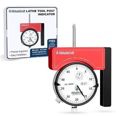 Rigid Lathe Tool Post Indicator Holder for 4-Jaw Chuck Centering & Runout Checks, .0005" Dial Indicator, AXA/BXA Quick Change, Mini Lathe Machinist Accessories
