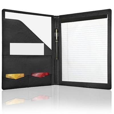 Professional Padfolio Portfolio Binder, Faux Leather, Black | Interview Resume Folder, Letter Size A4 Legal Writing Pad Holder, Document Organizer for Business School Office Conference